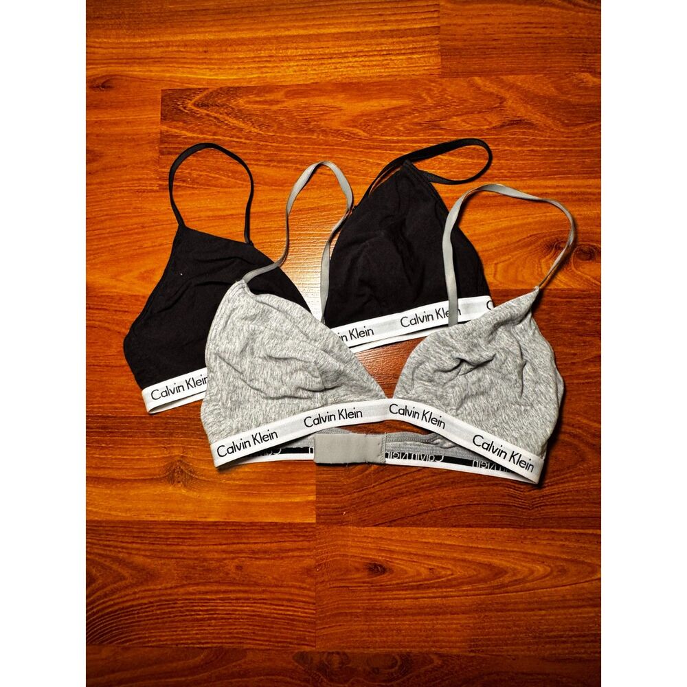 Calvin Klein Black and Gray Triangle Bralette